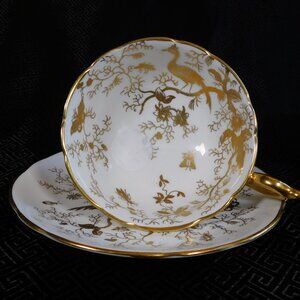 Coalport Teacup in Cario Gold on White # 24113